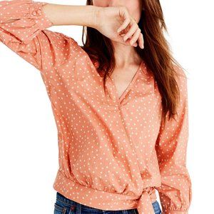 MADEWELL STAR PRINT WRAP TOP  PINK SIZE S